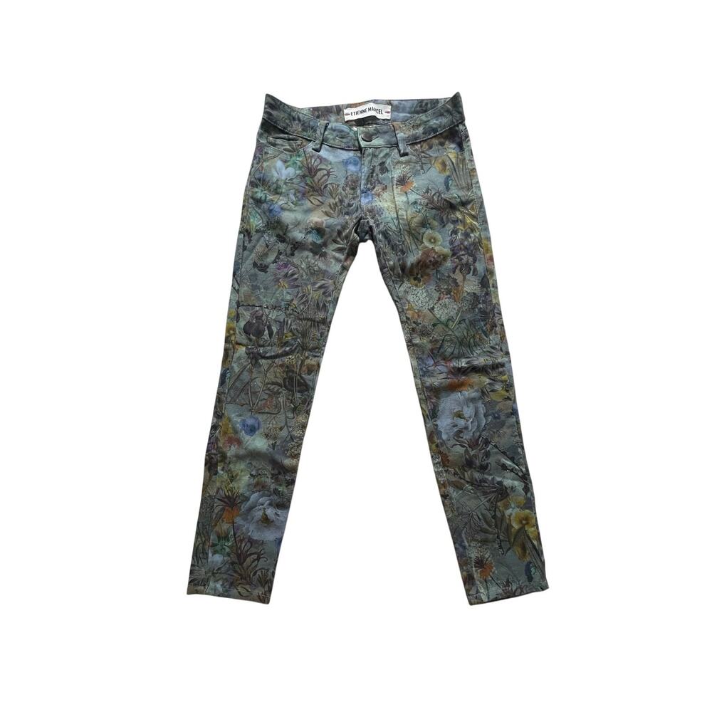 Etienne Marcel Women’s Jeans Sz 25 Floral Watercolor Rare Unique Print Pants EUC